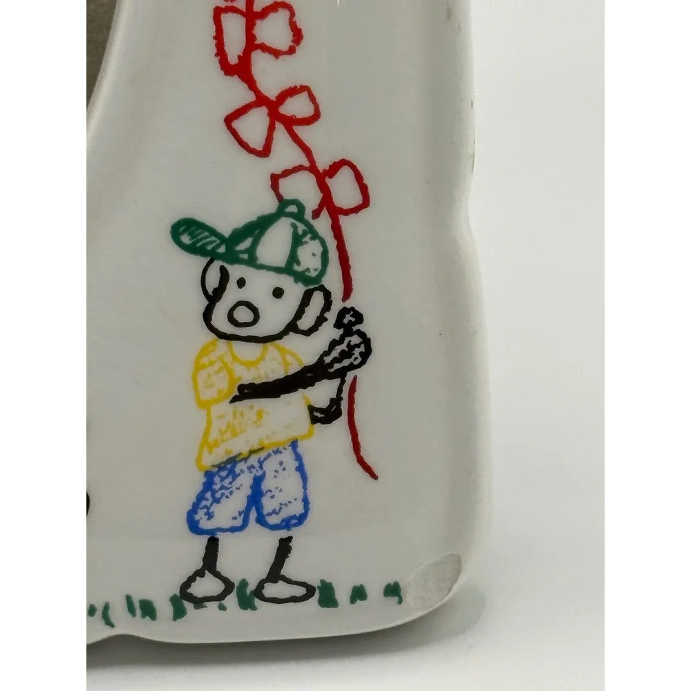Vtg I Love Daddy Ceramic Picture Frame Kids Dog Kite 5x4 Taiwan 90's READ